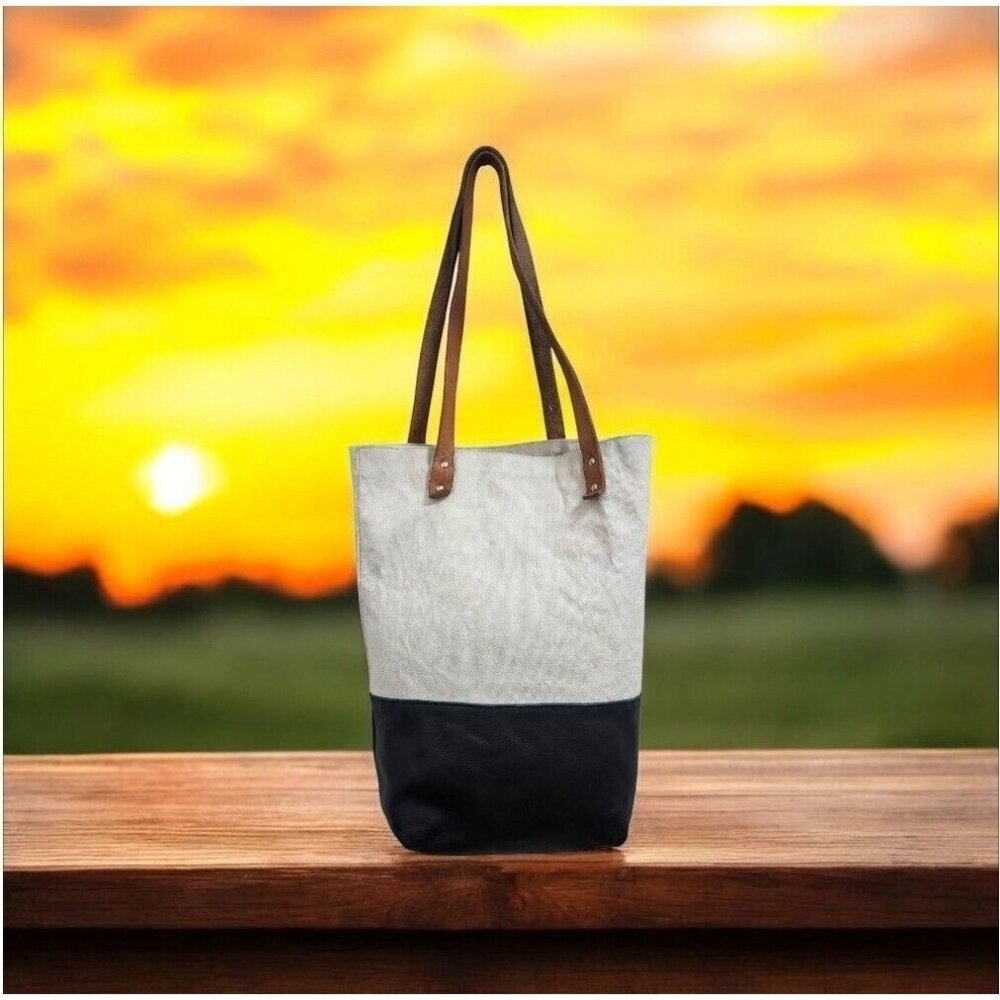 24b Fleabags Custom Flea Bag Leather And Canvas Tote Bag